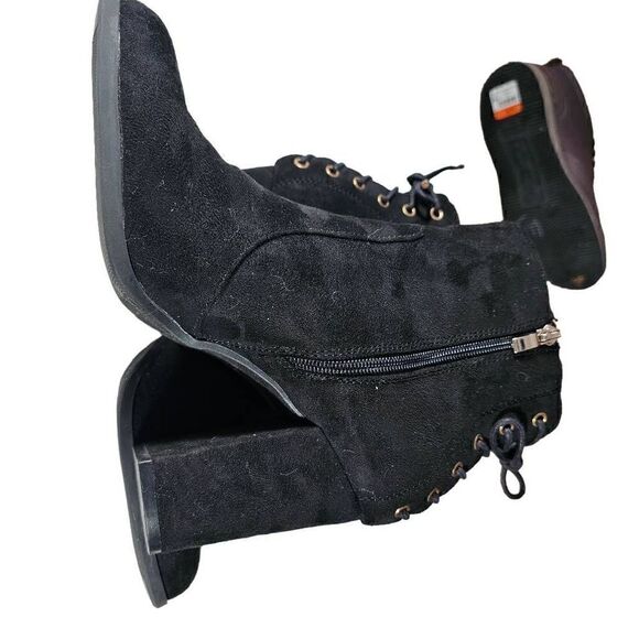 DSW Eva & Zoe Black Bootie Laced Heeled Size 11 - Picture 4 of 15